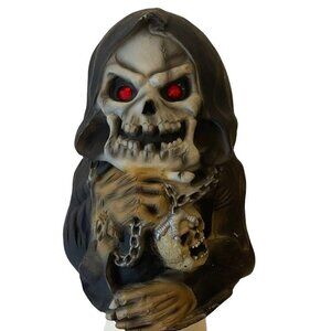 Grim Reaper Glow Eyes Halloween Skull Chain Easter Unlimited Vtg Rubber Prop